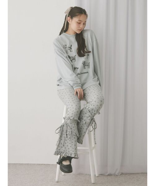 merry jenny（メリージェニー）の「floralフリルリブフレアパンツ（スウェットパンツ・レディース・アイボリー/グレー・FREE）」の20枚目の写真