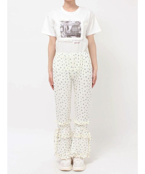 merry jenny（メリージェニー）の「floralフリルリブフレアパンツ（スウェットパンツ・レディース・アイボリー/グレー・FREE）」の8枚目の写真