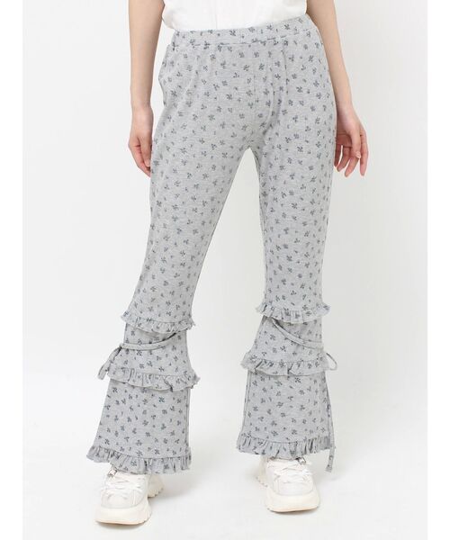 merry jenny（メリージェニー）の「floralフリルリブフレアパンツ（スウェットパンツ・レディース・アイボリー/グレー・FREE）」の5枚目の写真