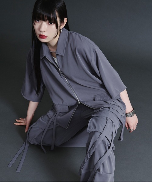 Ellno Loset(エルノロゼット)の「ダブルジップカーゴポケットコードシャツ【セットアップ対応】(シャツ/ブラウス・メンズ・ブルーグレー/ブラック/オフホワイト・SMALL/MEDIUM/LARGE)」の15枚目の写真
