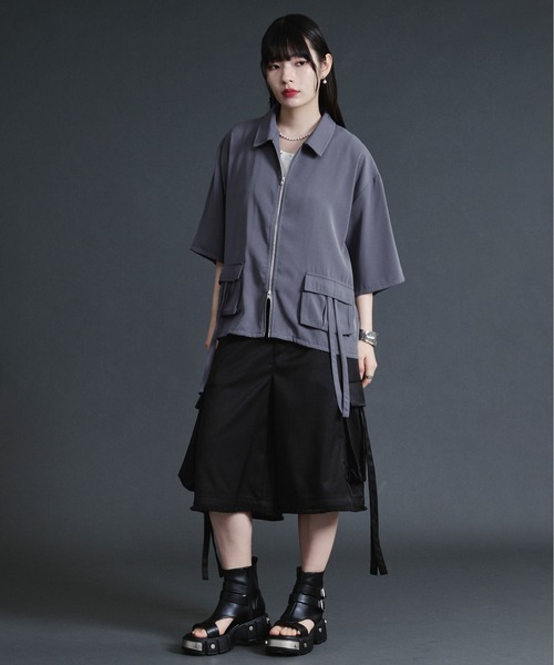 Ellno Loset(エルノロゼット)の「ダブルジップカーゴポケットコードシャツ【セットアップ対応】(シャツ/ブラウス・メンズ・ブルーグレー/ブラック/オフホワイト・SMALL/MEDIUM/LARGE)」の16枚目の写真