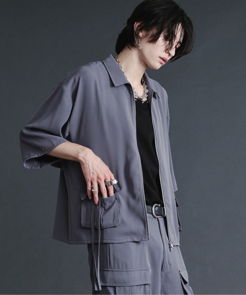 Ellno Loset(エルノロゼット)の「ダブルジップカーゴポケットコードシャツ【セットアップ対応】(シャツ/ブラウス・メンズ・ブルーグレー/ブラック/オフホワイト・SMALL/MEDIUM/LARGE)」の20枚目の写真