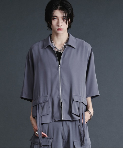 Ellno Loset(エルノロゼット)の「ダブルジップカーゴポケットコードシャツ【セットアップ対応】(シャツ/ブラウス・メンズ・ブルーグレー/ブラック/オフホワイト・SMALL/MEDIUM/LARGE)」の18枚目の写真