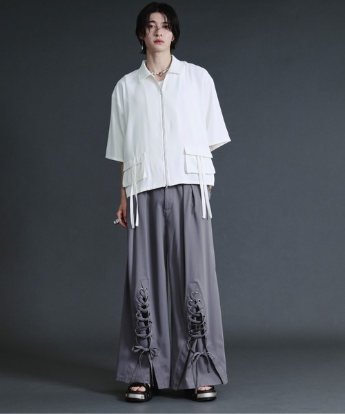 Ellno Loset(エルノロゼット)の「ダブルジップカーゴポケットコードシャツ【セットアップ対応】(シャツ/ブラウス・メンズ・ブルーグレー/ブラック/オフホワイト・SMALL/MEDIUM/LARGE)」の7枚目の写真
