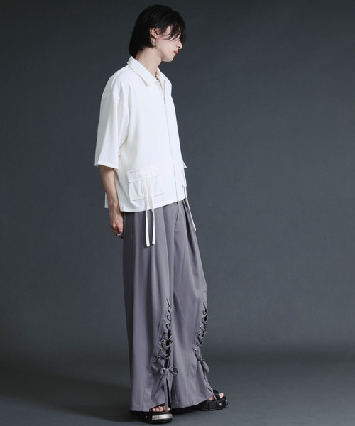 Ellno Loset(エルノロゼット)の「ダブルジップカーゴポケットコードシャツ【セットアップ対応】(シャツ/ブラウス・メンズ・ブルーグレー/ブラック/オフホワイト・SMALL/MEDIUM/LARGE)」の8枚目の写真