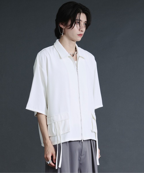 Ellno Loset(エルノロゼット)の「ダブルジップカーゴポケットコードシャツ【セットアップ対応】(シャツ/ブラウス・メンズ・ブルーグレー/ブラック/オフホワイト・SMALL/MEDIUM/LARGE)」の5枚目の写真