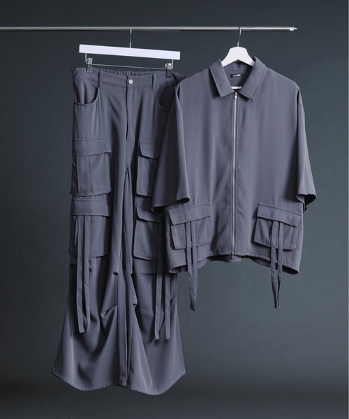 Ellno Loset(エルノロゼット)の「ダブルジップカーゴポケットコードシャツ【セットアップ対応】(シャツ/ブラウス・メンズ・ブルーグレー/ブラック/オフホワイト・SMALL/MEDIUM/LARGE)」の10枚目の写真