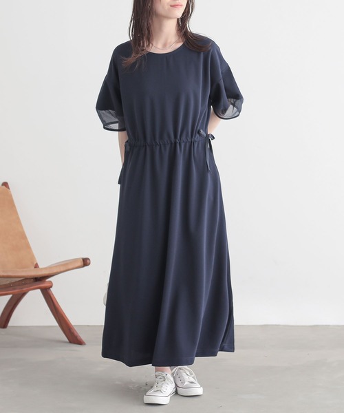 n'OrLABEL(ノアールレーベル)の「『ランタンスリーブカットジョーゼットワンピース』(ワンピース・レディース・ブラック/テラコッタ/ネイビー・2/1)」の18枚目の写真