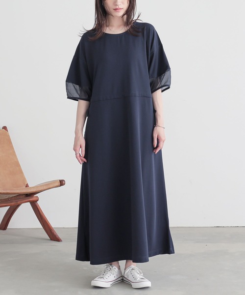 n'OrLABEL(ノアールレーベル)の「『ランタンスリーブカットジョーゼットワンピース』(ワンピース・レディース・ブラック/テラコッタ/ネイビー・2/1)」の19枚目の写真