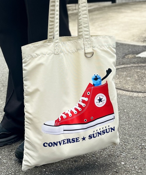 CONVERSE（コンバース）の「CONVERSE / CV SUNSUN FLAT TOTE BAG 80981600（トートバッグ・レディース・アイボリー/ブラック/イエロー/ピンク/サックスブルー・ONESIZE）」の2枚目の写真
