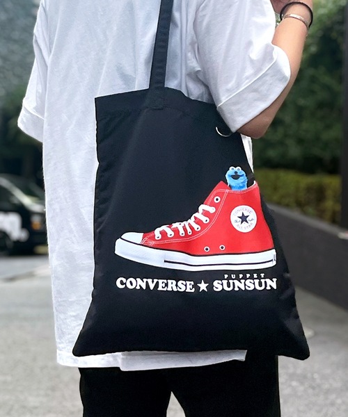 CONVERSE（コンバース）の「CONVERSE / CV SUNSUN FLAT TOTE BAG 80981600（トートバッグ・レディース・アイボリー/ブラック/イエロー/ピンク/サックスブルー・ONESIZE）」の3枚目の写真