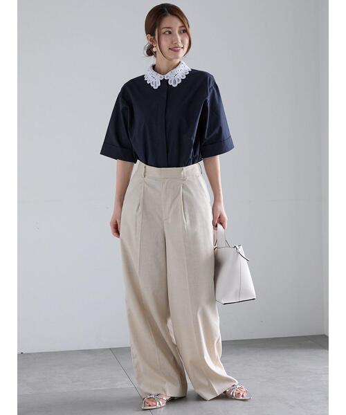 Te chichi(テチチ)の「レースカラー5分袖シャツブラウス(シャツ/ブラウス・レディース・ネイビー/オフホワイト/サックスブルー・F)」の8枚目の写真