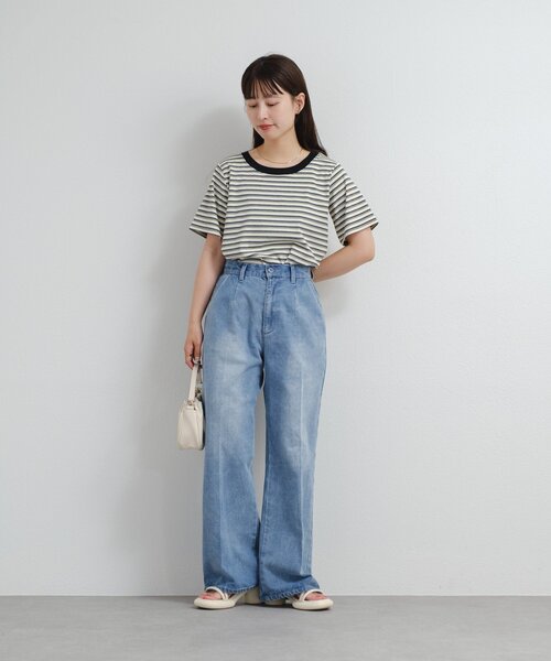 Kastane（カスタネ）の「B ボーダーチビTEE（Tシャツ/カットソー・レディース・ホワイト/ブルー系その他/ブラウン・FREE）」の8枚目の写真