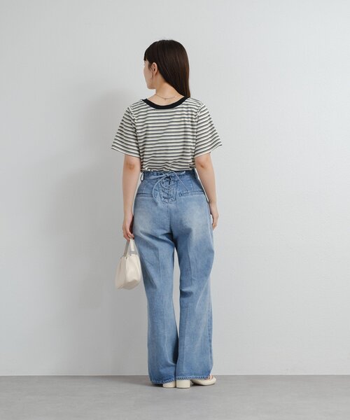 Kastane（カスタネ）の「B ボーダーチビTEE（Tシャツ/カットソー・レディース・ホワイト/ブルー系その他/ブラウン・FREE）」の10枚目の写真