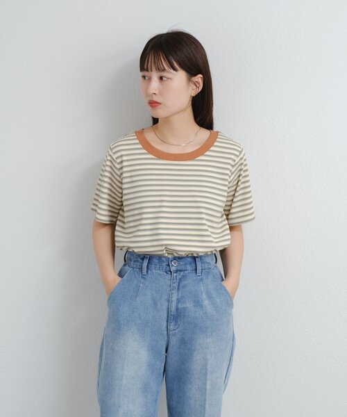 Kastane（カスタネ）の「B ボーダーチビTEE（Tシャツ/カットソー・レディース・ホワイト/ブルー系その他/ブラウン・FREE）」の14枚目の写真