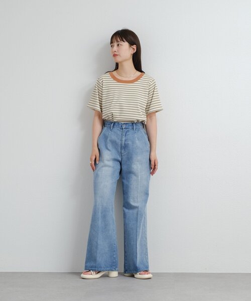 Kastane（カスタネ）の「B ボーダーチビTEE（Tシャツ/カットソー・レディース・ホワイト/ブルー系その他/ブラウン・FREE）」の16枚目の写真