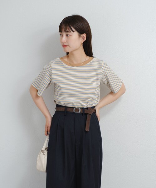 Kastane（カスタネ）の「B ボーダーチビTEE（Tシャツ/カットソー・レディース・ホワイト/ブルー系その他/ブラウン・FREE）」の21枚目の写真