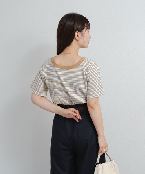 Kastane（カスタネ）の「B ボーダーチビTEE（Tシャツ/カットソー・レディース・ホワイト/ブルー系その他/ブラウン・FREE）」の22枚目の写真