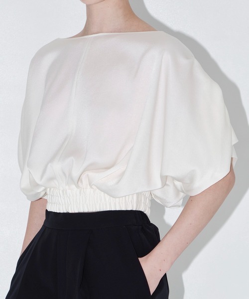 THE PERMANENT EYE(ザパーマネントアイ)の「【THE TOKYO/ザトウキョウ】2way Satin Blouse/2WAYサテンブラウス(シャツ/ブラウス・レディース・ベージュ/ネイビー/ホワイト・FREE)」の9枚目の写真