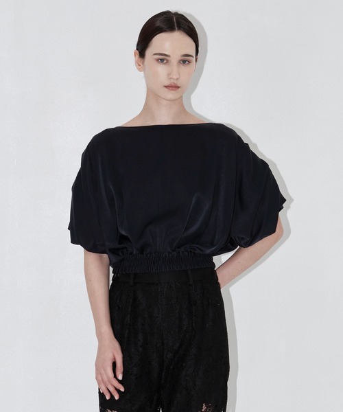 THE PERMANENT EYE(ザパーマネントアイ)の「【THE TOKYO/ザトウキョウ】2way Satin Blouse/2WAYサテンブラウス(シャツ/ブラウス・レディース・ベージュ/ネイビー/ホワイト・FREE)」の12枚目の写真