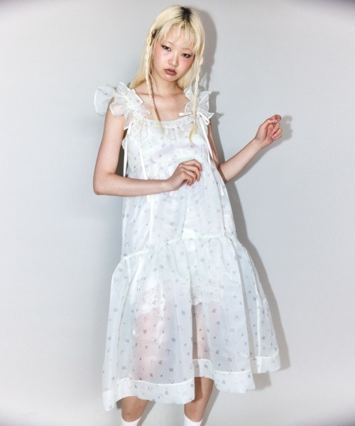 Candy Stripper(キャンディストリッパー)の「GARDEN BUSTIER ドレス(ワンピース・レディース・オフホワイト/イエロー系その他/ブラック・FREE)」の11枚目の写真