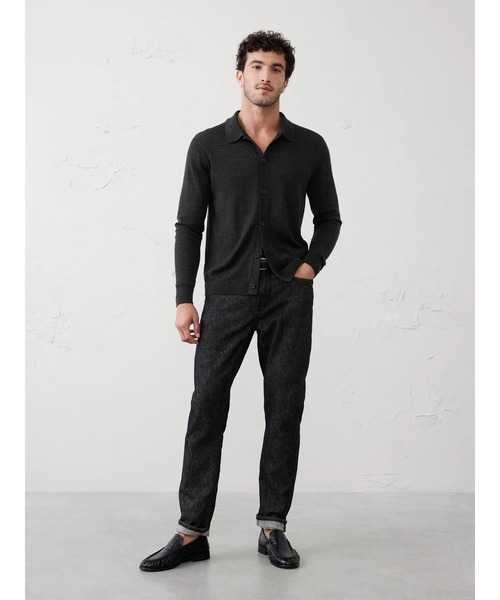 BANANA REPUBLIC FACTORY STORE（バナナリパブリック ファクトリーストア）の「BANANA REPUBLIC FACTORY STORE　　メリノウール ボタンスルー ポロセーター（カーディガン/ボレロ・メンズ・ネイビー/ワイン/チャコールグレー・M/L/XL/S）」の6枚目の写真