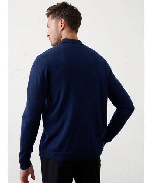 BANANA REPUBLIC FACTORY STORE（バナナリパブリック ファクトリーストア）の「BANANA REPUBLIC FACTORY STORE　　メリノウール ボタンスルー ポロセーター（カーディガン/ボレロ・メンズ・ネイビー/ワイン/チャコールグレー・M/L/XL/S）」の4枚目の写真