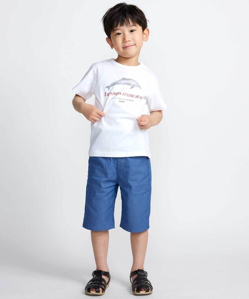 BeBe（ベベ）の「カラーデニムポイントロゴハーフパンツ(90~150cm)（デニムパンツ・キッズ・ブルー/ブラック・120cm/150cm/140cm/130cm/110cm）」の4枚目の写真