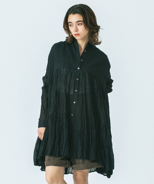 HLAADA（フラーダ）の「(HLAADA for ROSEBUD)COTTON VOILE TUNIC SHIRTS DRESS（ワンピース・レディース・ブラック/ブラウン/オフホワイト・ONE SIZE）」の4枚目の写真