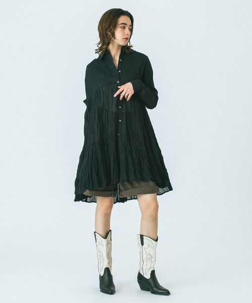 HLAADA（フラーダ）の「(HLAADA for ROSEBUD)COTTON VOILE TUNIC SHIRTS DRESS（ワンピース・レディース・ブラック/ブラウン/オフホワイト・ONE SIZE）」の6枚目の写真