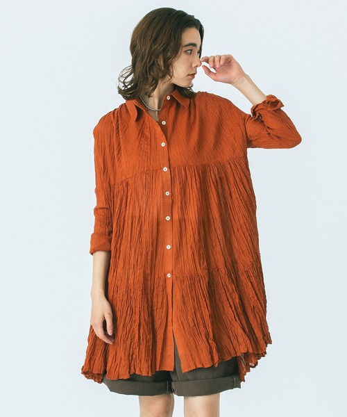 HLAADA（フラーダ）の「(HLAADA for ROSEBUD)COTTON VOILE TUNIC SHIRTS DRESS（ワンピース・レディース・ブラック/ブラウン/オフホワイト・ONE SIZE）」の8枚目の写真