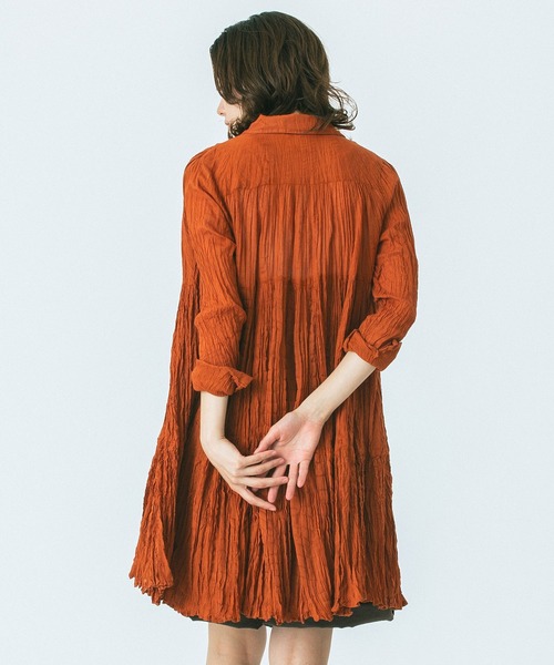 HLAADA（フラーダ）の「(HLAADA for ROSEBUD)COTTON VOILE TUNIC SHIRTS DRESS（ワンピース・レディース・ブラック/ブラウン/オフホワイト・ONE SIZE）」の9枚目の写真