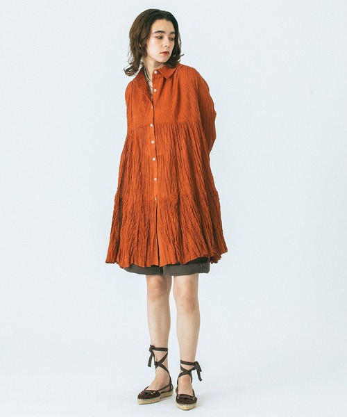 HLAADA（フラーダ）の「(HLAADA for ROSEBUD)COTTON VOILE TUNIC SHIRTS DRESS（ワンピース・レディース・ブラック/ブラウン/オフホワイト・ONE SIZE）」の10枚目の写真