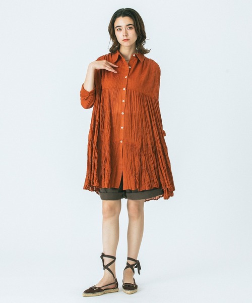 HLAADA（フラーダ）の「(HLAADA for ROSEBUD)COTTON VOILE TUNIC SHIRTS DRESS（ワンピース・レディース・ブラック/ブラウン/オフホワイト・ONE SIZE）」の11枚目の写真