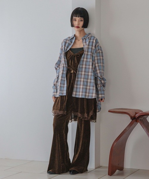 LOWRYS FARM 【上下セット】２ＷＡＹカットベロアミニワンピース他 LOWRYS FARM｜2WAYカットベロアミニワンピース | Rakuten