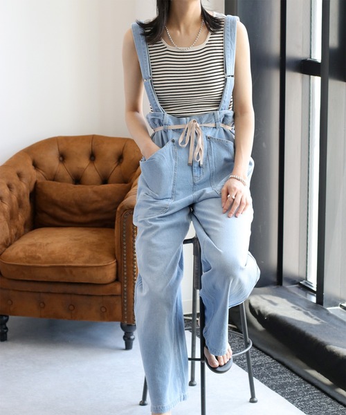 cepo（セポ）の「〈2way〉コットンリネンマルチサスペンダーデニムパンツ（デニムパンツ・レディース・ブルー系2/ブルー系3・M/S）」の2枚目の写真