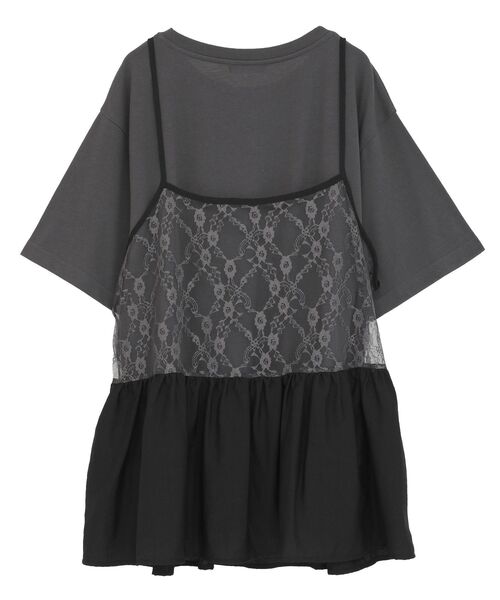 Green　Parks（グリーンパークス）の「SET2点フォトＴシャツ+レースキャミビスチェ（Tシャツ/カットソー・レディース・ブラウン/アイボリー/チャコールグレー・FREE）」の18枚目の写真