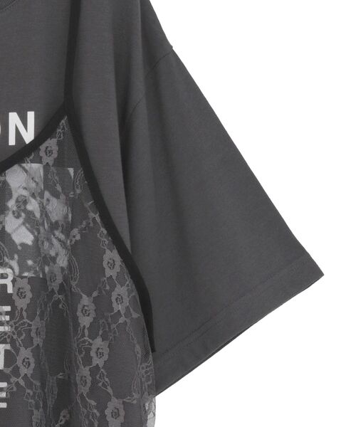 Green　Parks（グリーンパークス）の「SET2点フォトＴシャツ+レースキャミビスチェ（Tシャツ/カットソー・レディース・ブラウン/アイボリー/チャコールグレー・FREE）」の21枚目の写真