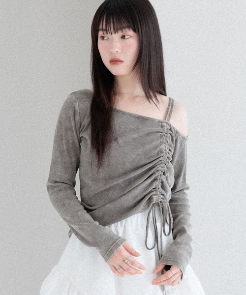 Heather（ヘザー）の「ドロストカットソー　581494（Tシャツ/カットソー・レディース・アッシュグレー/杢グレー/スミクロ・FREE）」の4枚目の写真