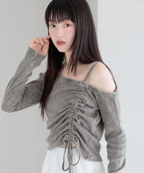 Heather（ヘザー）の「ドロストカットソー　581494（Tシャツ/カットソー・レディース・アッシュグレー/杢グレー/スミクロ・FREE）」の5枚目の写真