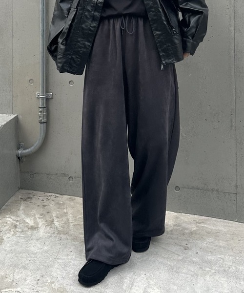 セール】シンセティックスエードドロストワイドパンツ（スウェット