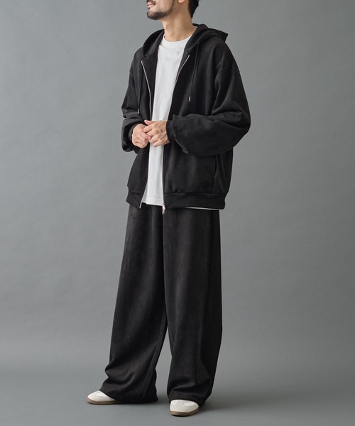 セール】シンセティックスエードドロストワイドパンツ（スウェット