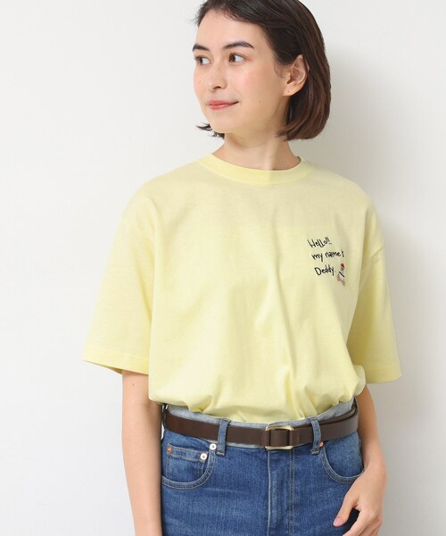 Dessin(デッサン)の「【ユニセックス・洗える】Deddy刺繍入り オーガニックコットンTシャツ(Tシャツ/カットソー・レディース・ブラウン系その他/ホワイト系/ライトイエロー系・04/03/02/01)」の5枚目の写真