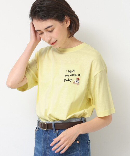 Dessin(デッサン)の「【ユニセックス・洗える】Deddy刺繍入り オーガニックコットンTシャツ(Tシャツ/カットソー・レディース・ブラウン系その他/ホワイト系/ライトイエロー系・04/03/02/01)」の6枚目の写真