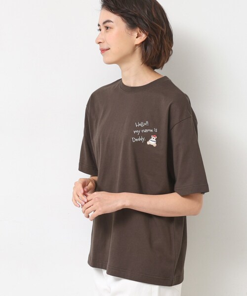 Dessin(デッサン)の「【ユニセックス・洗える】Deddy刺繍入り オーガニックコットンTシャツ(Tシャツ/カットソー・レディース・ブラウン系その他/ホワイト系/ライトイエロー系・04/03/02/01)」の10枚目の写真