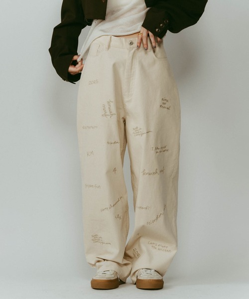 Knuth Marf(クヌースマーフ)の「【Knuth Marf】クヌースマーフ embroidered corduroy pants コーデュロイ刺繍 ワイドパンツ(その他パンツ・レディース・カーキ/アイボリー/ネイビー・M/S/XS)」の4枚目の写真