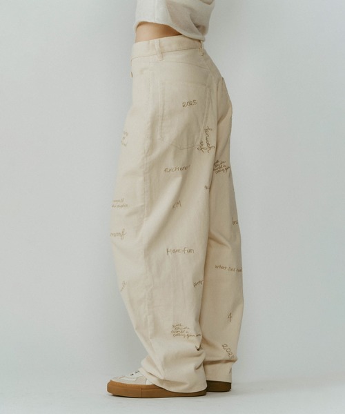 Knuth Marf(クヌースマーフ)の「【Knuth Marf】クヌースマーフ embroidered corduroy pants コーデュロイ刺繍 ワイドパンツ(その他パンツ・レディース・カーキ/アイボリー/ネイビー・M/S/XS)」の6枚目の写真