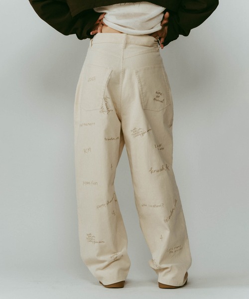 Knuth Marf(クヌースマーフ)の「【Knuth Marf】クヌースマーフ embroidered corduroy pants コーデュロイ刺繍 ワイドパンツ(その他パンツ・レディース・カーキ/アイボリー/ネイビー・M/S/XS)」の7枚目の写真