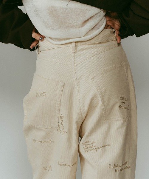 Knuth Marf(クヌースマーフ)の「【Knuth Marf】クヌースマーフ embroidered corduroy pants コーデュロイ刺繍 ワイドパンツ(その他パンツ・レディース・カーキ/アイボリー/ネイビー・M/S/XS)」の11枚目の写真