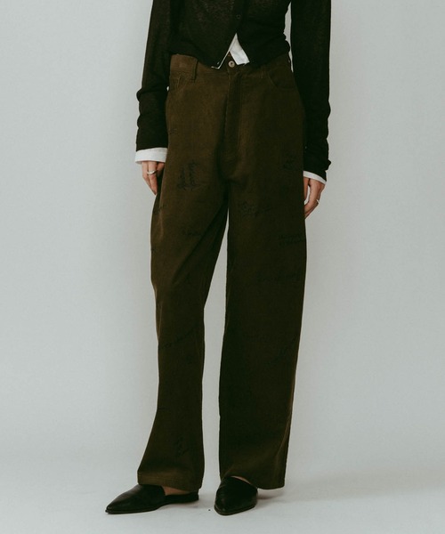 Knuth Marf(クヌースマーフ)の「【Knuth Marf】クヌースマーフ embroidered corduroy pants コーデュロイ刺繍 ワイドパンツ(その他パンツ・レディース・カーキ/アイボリー/ネイビー・M/S/XS)」の12枚目の写真
